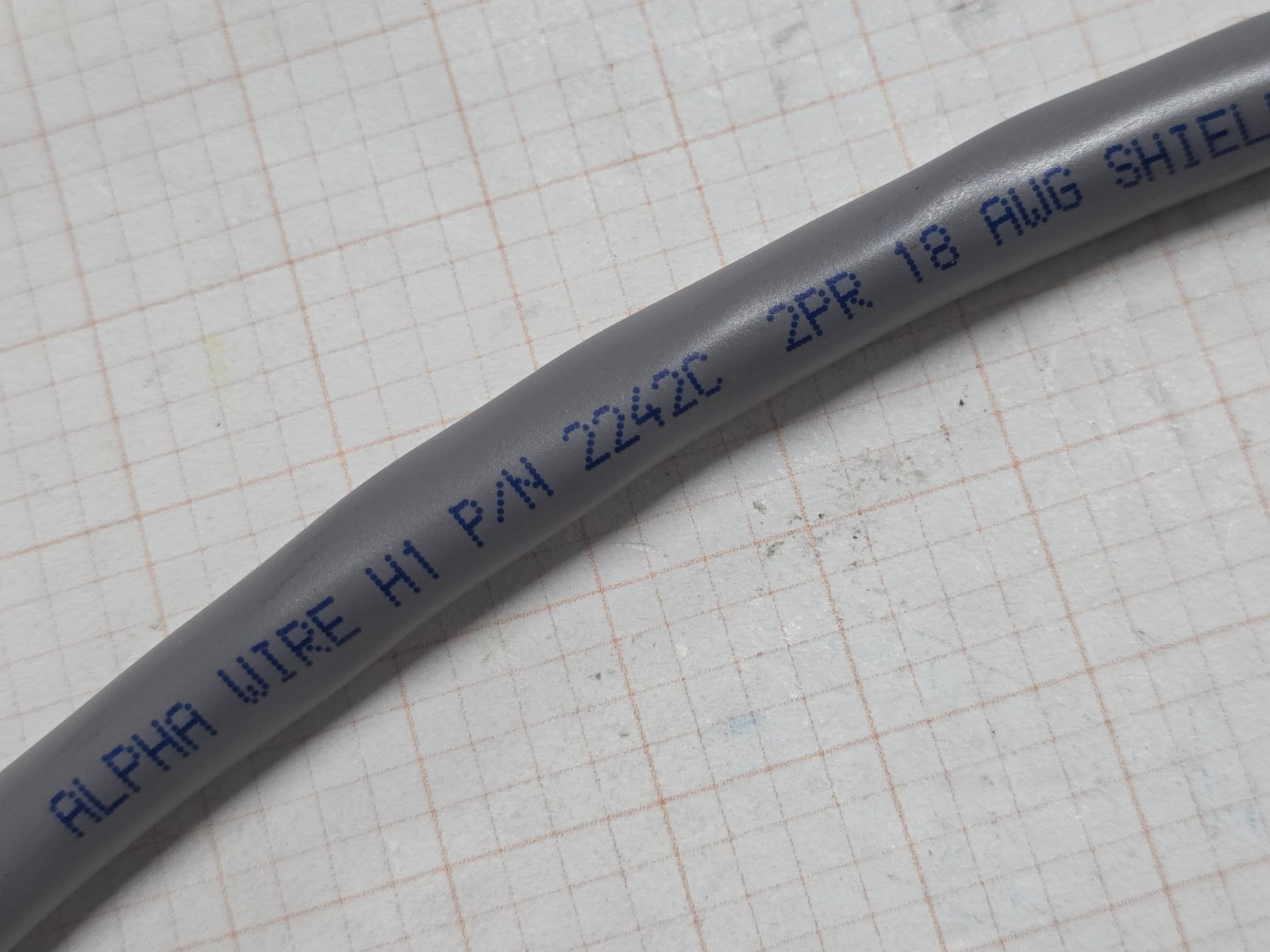 Alpha Wire 2242C 18/2P Shielded Twist Pair Control/Computer Cable Gray /10ft