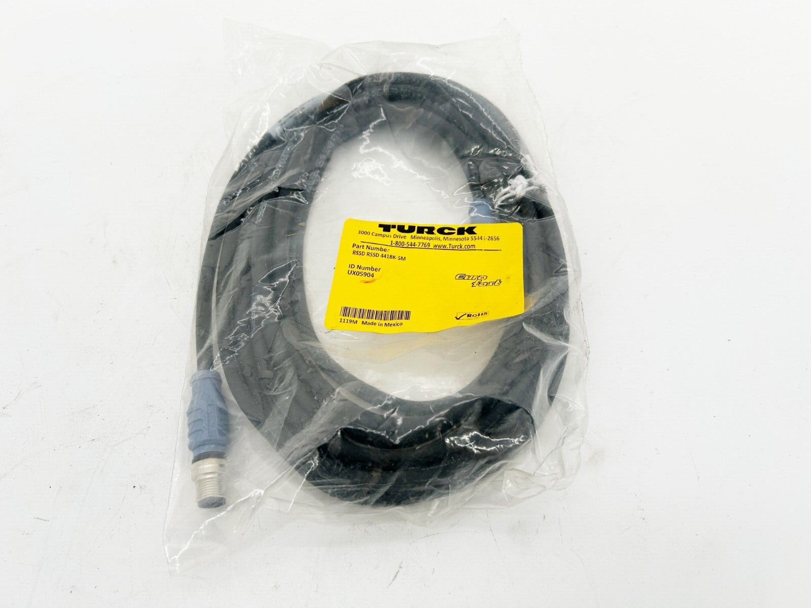 New Turck RSSD RSSD 441BK-5M Cordset M12 Euro Fast Double Ended Straight Connect