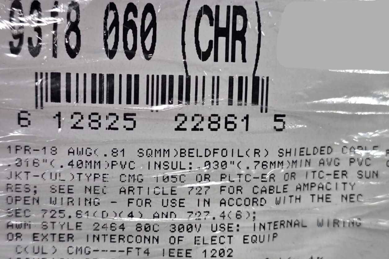 Belden 9318 18/1P Shielded Pair High Performance Instrumentation Tray Cable/25ft