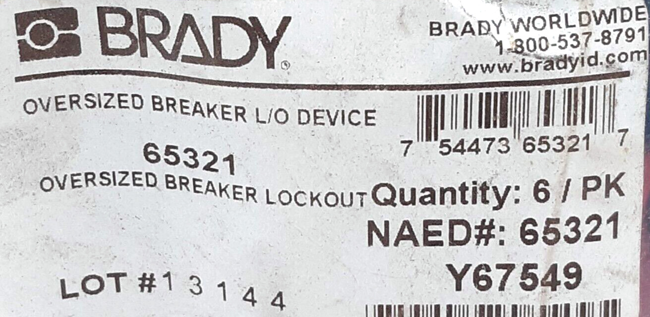 Brady 65321 Oversized Breaker Lock Out Device – Pack of 6