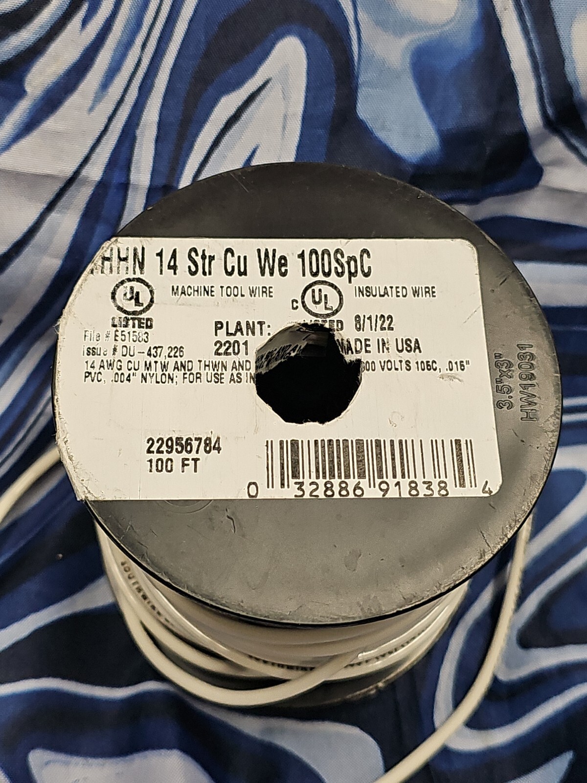 SOUTHWIRE 14AWG DU-437,226 E51583 F,600V,STRANDED COPPER INSULATED WHITE WIRE