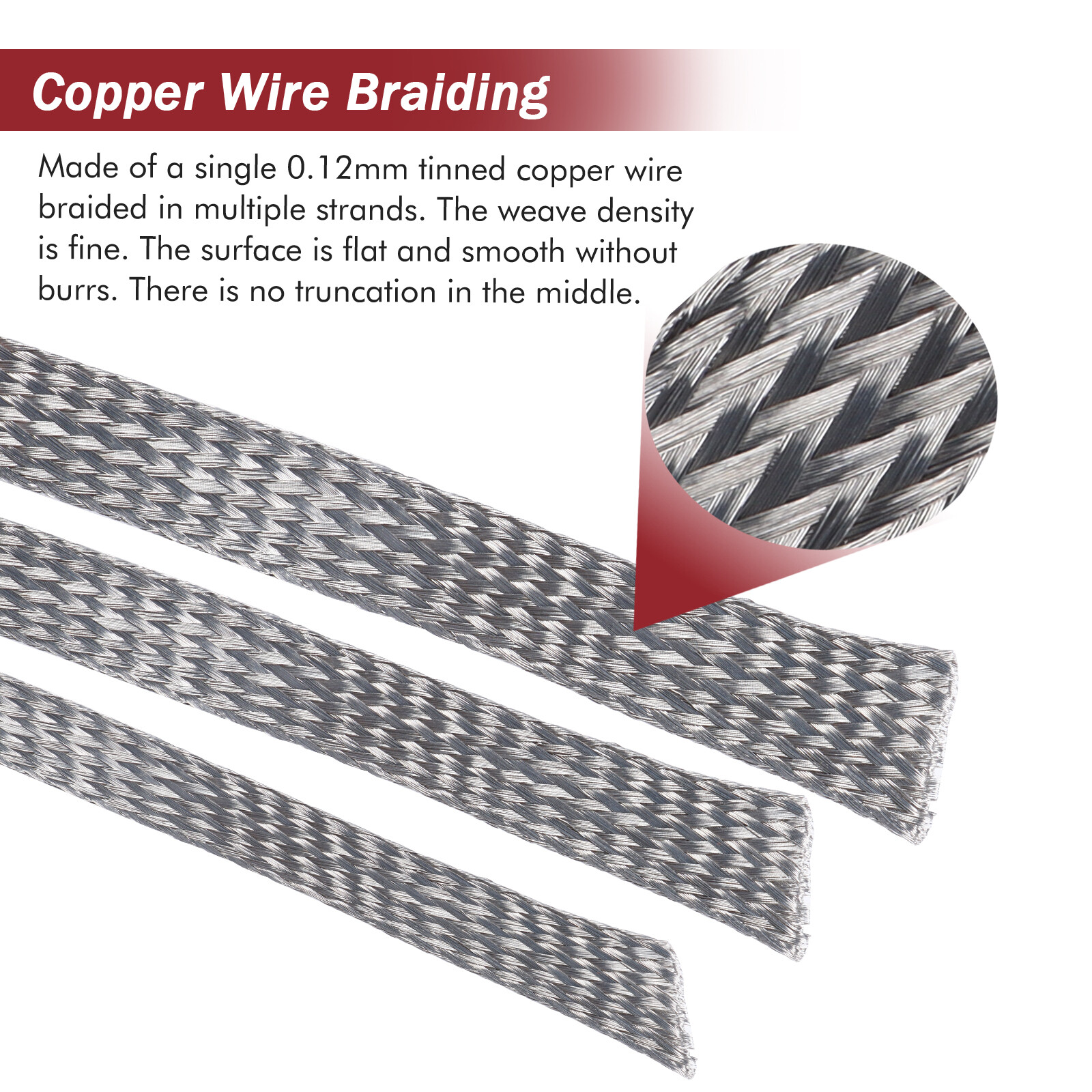 Tinned Copper Metal Braid Sleeve Flexible EMI RFI Wire Shielding Lot