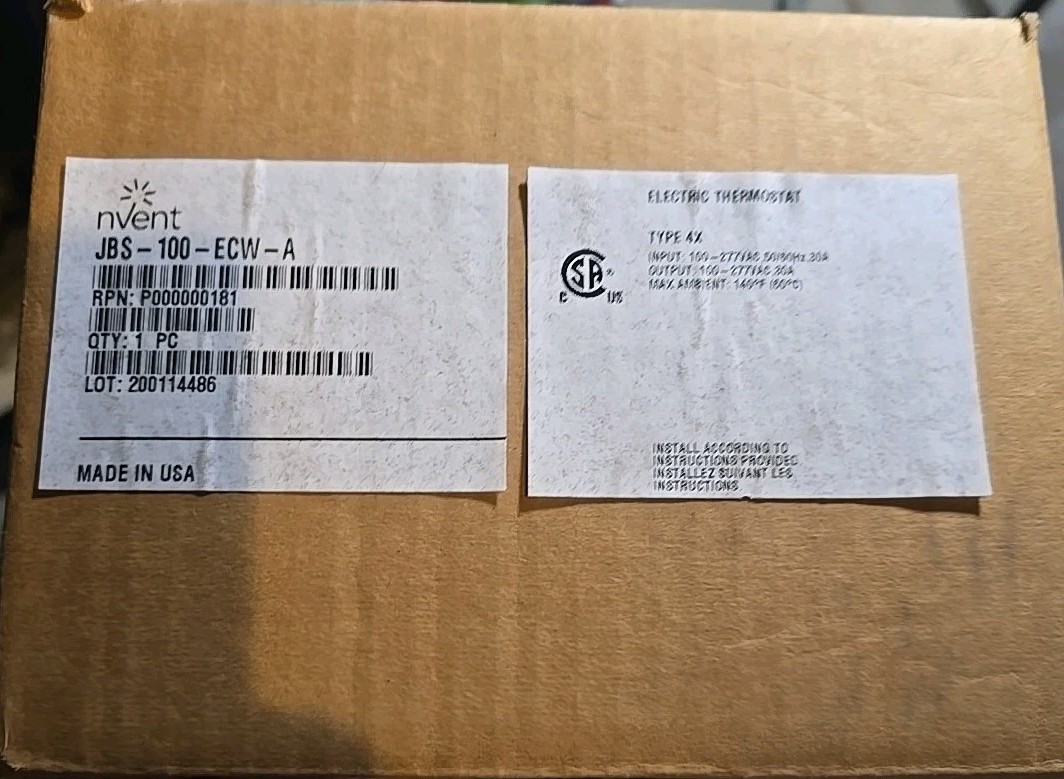 NVENT RAYCHEM JBS-100-ECW-A 100-277VAC 30A ELECTRIC THERMOSTAT 5928