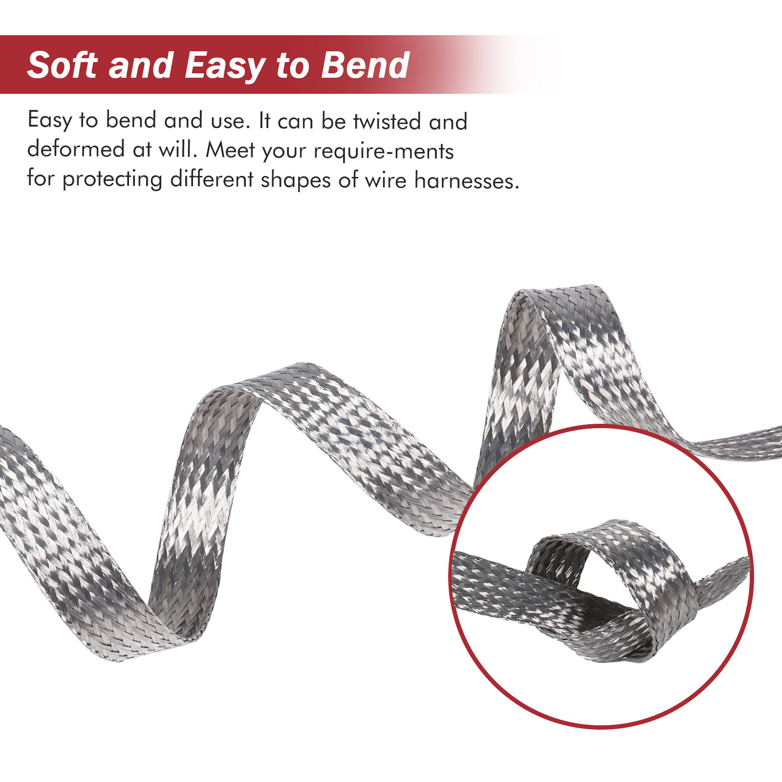 Expandable Cable Sleeve Braided Shield Tinned Copper Wire Ground Strap Lot