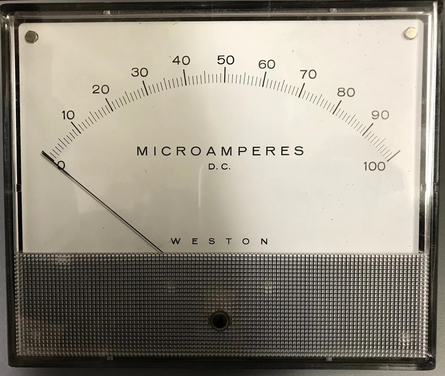 1976 – WESTON – Meter, 0-100μA DC, 6.25″ x 7.5″