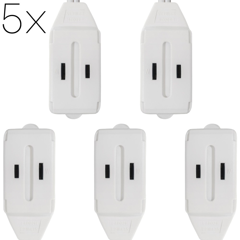 6FT 3-Outlet Extension Power Cord Indoor 2 Prong Protection Outlet Cover White